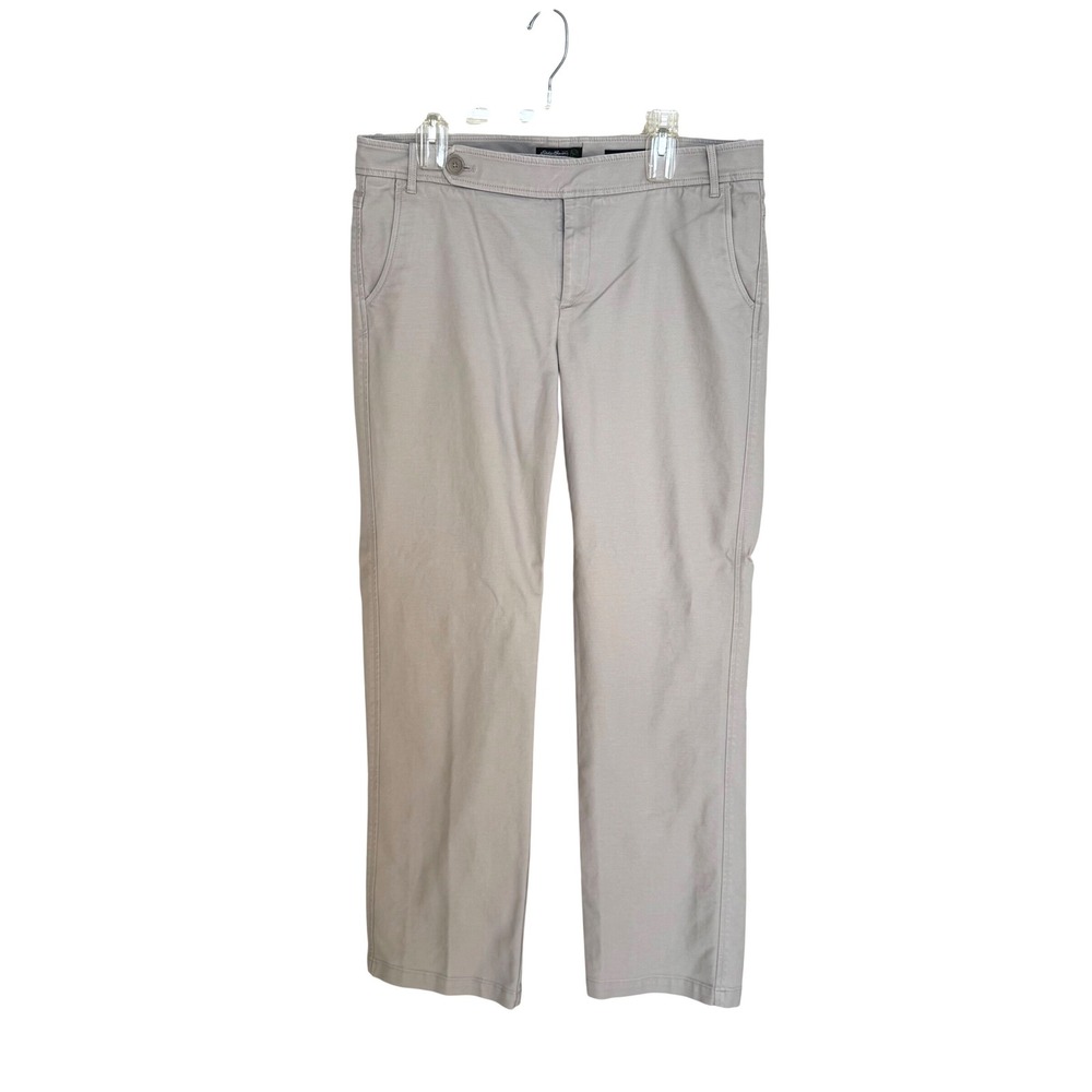 Eddie Bauer Shaw Khaki‎ Chino Pants Women's 14 Tall Straight Leg Stretch Cotton